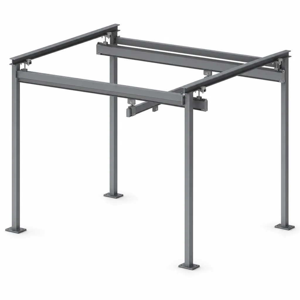 ezzLINKrack: portal or bridge system spanning work areas.